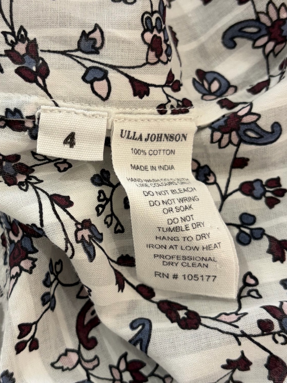 Ulla Johnson cotton Kati Ruffle Ivory Floral Peasant Blouse - Picture 10 of 15